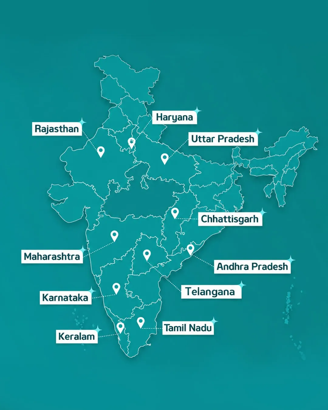 Map of GEMS Education campuses across India